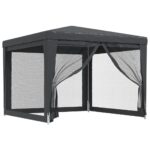 Outdoor Gazebo Event Party Wedding Garden Camping Tent Mesh Wall Anthracite 3x3m
