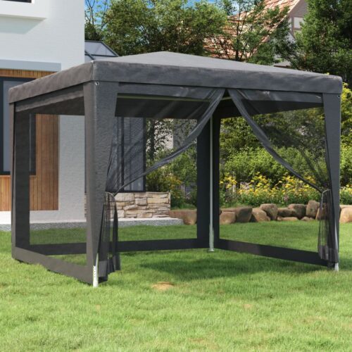 Outdoor Gazebo Event Party Wedding Garden Camping Tent Mesh Wall Anthracite 3x3m - Image 2