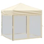Folding Outdoor Gazebo Event Party Wedding Garden Camping Tent with Sidewalls Cream 2x2 m