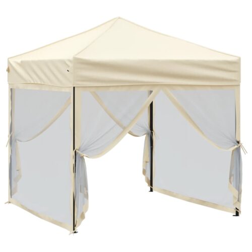 Folding Outdoor Gazebo Event Party Wedding Garden Camping Tent with Sidewalls Cream 2x2 m - Image 3