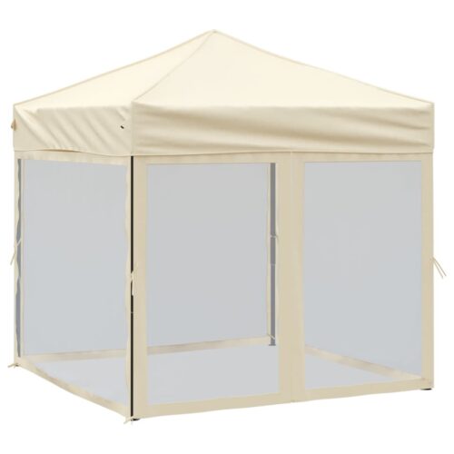 Folding Outdoor Gazebo Event Party Wedding Garden Camping Tent with Sidewalls Cream 2x2 m - Image 10