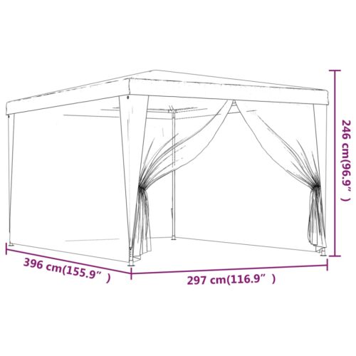 Outdoor Gazebo Event Party Wedding Garden Camping Tent Mesh Sidewalls Blue 3x4m HDPE - Image 7