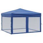Folding Outdoor Gazebo Event Party Wedding Garden Camping Tent with Sidewalls Blue 3x3 m
