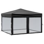 Folding Outdoor Gazebo Event Party Wedding Garden Camping Tent with Sidewalls Black 3x3 m