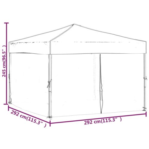 Folding Outdoor Gazebo Event Party Wedding Garden Camping Tent with Sidewalls Black 3x3 m - Image 9