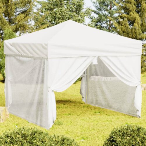 Folding Outdoor Gazebo Event Party Wedding Garden Camping Tent with Sidewalls White 3x3 m - Image 2