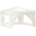 Folding Outdoor Gazebo Event Party Wedding Garden Camping Tent with Sidewalls Cream 3x3 m