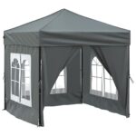 Folding Outdoor Gazebo Event Party Wedding Garden Camping Tent with Sidewalls Anthracite 2x2 m