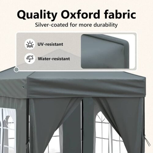 Folding Outdoor Gazebo Event Party Wedding Garden Camping Tent with Sidewalls Anthracite 2x2 m - Image 11