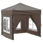 Folding Outdoor Gazebo Event Party Wedding Garden Camping Tent with Sidewalls Taupe 2x2 m