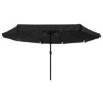 LED Lights Garden Umbrella Outdoor Patio Beach Cantilever Parasol Black 395x395x245cm