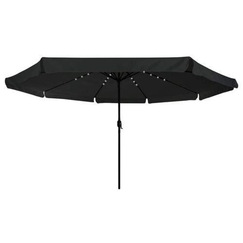 LED Lights Garden Umbrella Outdoor Patio Beach Cantilever Parasol Black 395x395x245cm