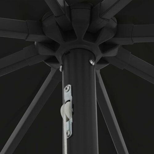 LED Lights Garden Umbrella Outdoor Patio Beach Cantilever Parasol Black 395x395x245cm - Image 5