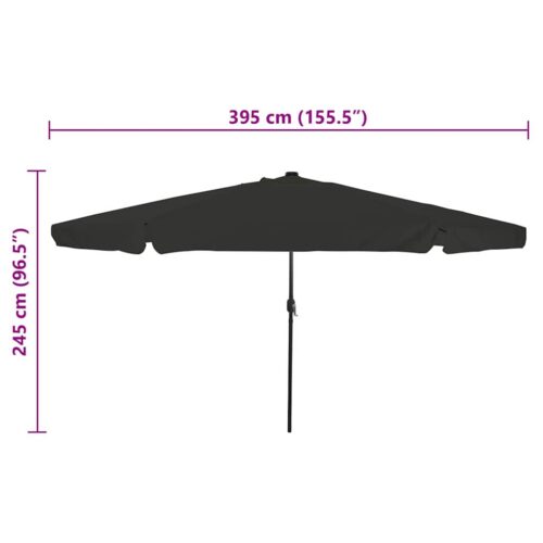 LED Lights Garden Umbrella Outdoor Patio Beach Cantilever Parasol Black 395x395x245cm - Image 8