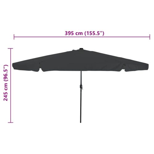 Garden Umbrella Outdoor Patio Beach Cantilever Parasol Anthracite Black 395x395x245cm - Image 8