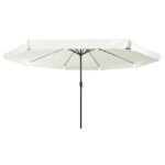 LED Lights Garden Umbrella Outdoor Patio Beach Cantilever Parasol White Black 395x395x245cm