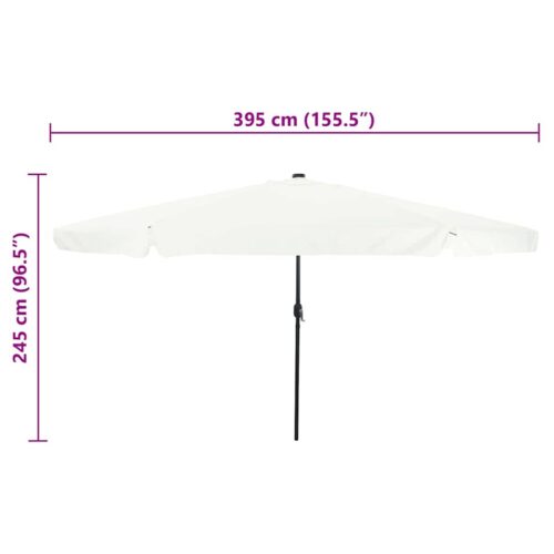LED Lights Garden Umbrella Outdoor Patio Beach Cantilever Parasol White Black 395x395x245cm - Image 8