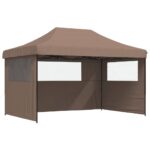 Foldable Outdoor Gazebo Event Party Wedding Garden Camping Tent Pop-Up with 3 Sidewalls Brown