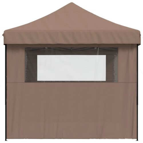 Foldable Outdoor Gazebo Event Party Wedding Garden Camping Tent Pop-Up with 3 Sidewalls Brown - Image 4