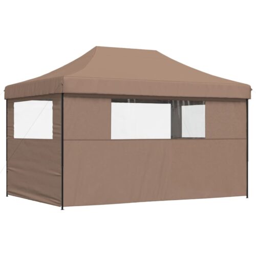 Foldable Outdoor Gazebo Event Party Wedding Garden Camping Tent Pop-Up with 3 Sidewalls Brown - Image 5