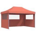 Foldable Outdoor Gazebo Event Party Wedding Garden Camping Tent Pop-Up with 3 Sidewalls Terracotta