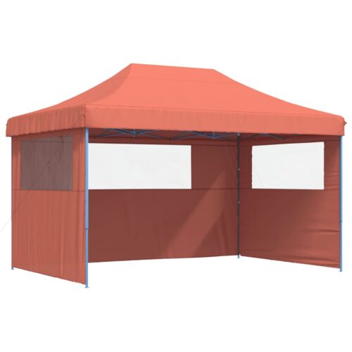 Foldable Outdoor Gazebo Event Party Wedding Garden Camping Tent Pop-Up with 3 Sidewalls Terracotta