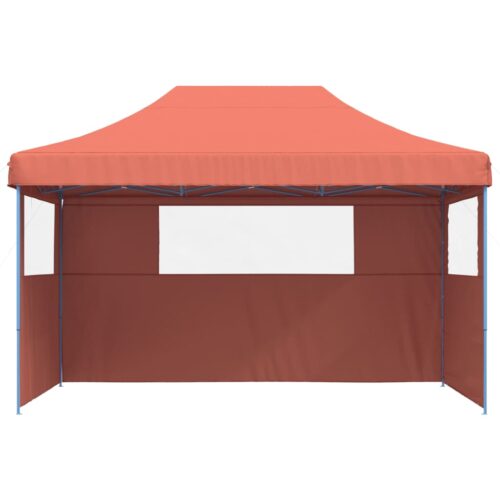 Foldable Outdoor Gazebo Event Party Wedding Garden Camping Tent Pop-Up with 3 Sidewalls Terracotta - Image 3