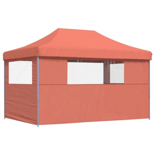 Foldable Outdoor Gazebo Event Party Wedding Garden Camping Tent Pop-Up with 3 Sidewalls Terracotta - Image 5