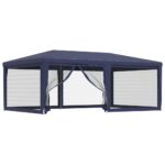 Outdoor Gazebo Event Party Wedding Garden Camping Tent Mesh Sidewalls Blue 6x4m HDPE