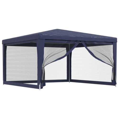 Outdoor Gazebo Event Party Wedding Garden Camping Tent Mesh Sidewalls Blue 4x4m HDPE