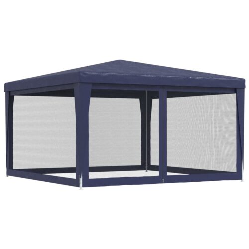 Outdoor Gazebo Event Party Wedding Garden Camping Tent Mesh Sidewalls Blue 4x4m HDPE - Image 5