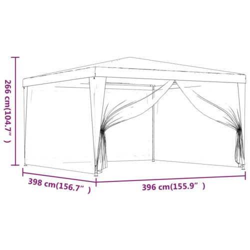 Outdoor Gazebo Event Party Wedding Garden Camping Tent Mesh Sidewalls Blue 4x4m HDPE - Image 7