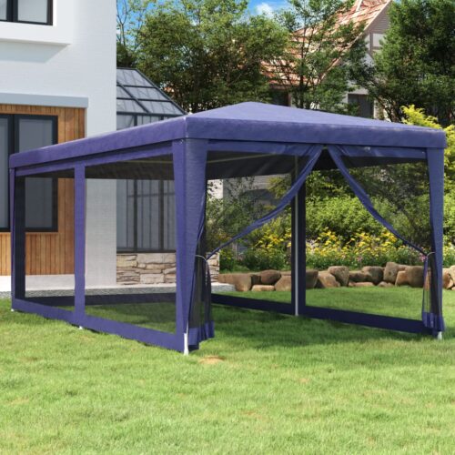 Outdoor Gazebo Event Party Wedding Garden Camping Tent Mesh Sidewalls Blue 3x6m HDPE - Image 2
