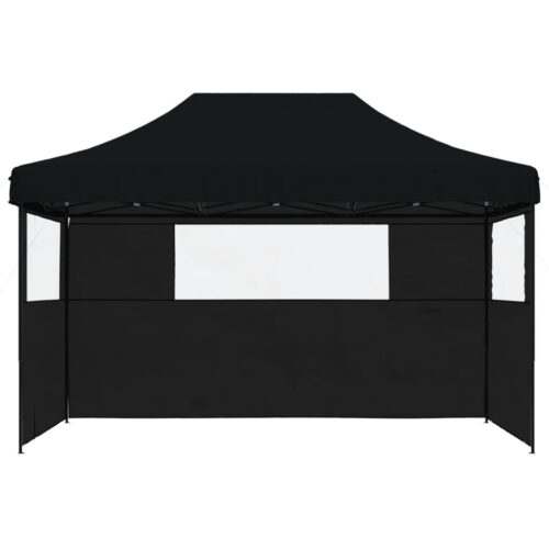 Foldable Outdoor Gazebo Event Party Wedding Garden Camping Tent Pop-Up with 3 Sidewalls Black - Image 3