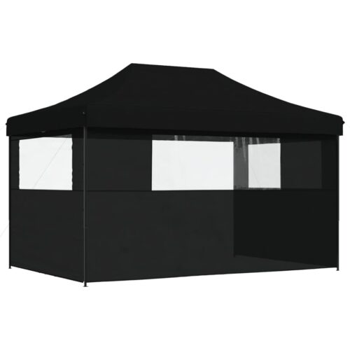 Foldable Outdoor Gazebo Event Party Wedding Garden Camping Tent Pop-Up with 3 Sidewalls Black - Image 5