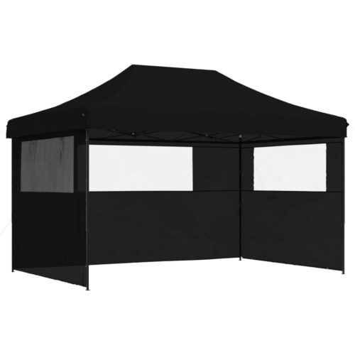 Foldable Outdoor Gazebo Event Party Wedding Garden Camping Tent Pop-Up with 3 Sidewalls Black - Image 10