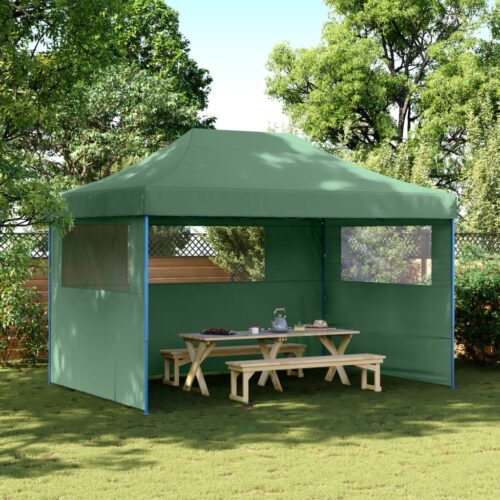 Foldable Outdoor Gazebo Event Party Wedding Garden Camping Tent Pop-Up with 3 Sidewalls Green - Image 2