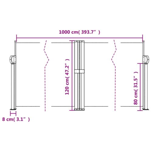 Retractable Side Awning Black 120x1000cm - Image 10