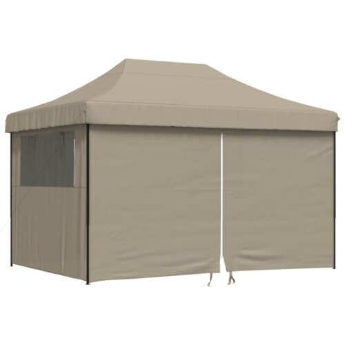 Foldable Outdoor Gazebo Event Party Wedding Garden Camping Tent Pop-Up with 4 Sidewalls Taupe