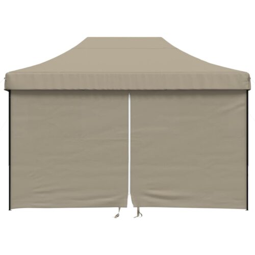 Foldable Outdoor Gazebo Event Party Wedding Garden Camping Tent Pop-Up with 4 Sidewalls Taupe - Image 3