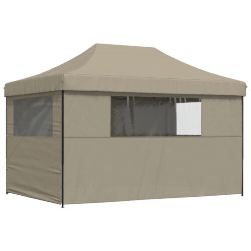 Foldable Outdoor Gazebo Event Party Wedding Garden Camping Tent Pop-Up with 4 Sidewalls Taupe - Image 5