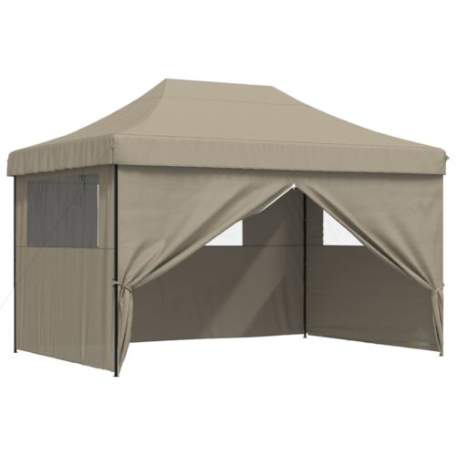 Foldable Outdoor Gazebo Event Party Wedding Garden Camping Tent Pop-Up with 4 Sidewalls Taupe - Image 7