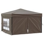 Folding Outdoor Gazebo Event Party Wedding Garden Camping Tent with Sidewalls Taupe 3x3 m