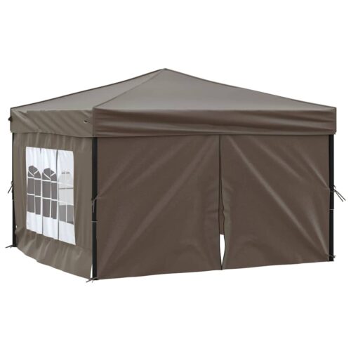Folding Outdoor Gazebo Event Party Wedding Garden Camping Tent with Sidewalls Taupe 3x3 m