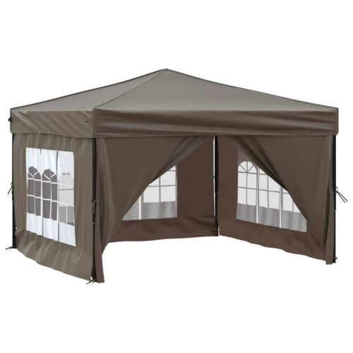 Folding Outdoor Gazebo Event Party Wedding Garden Camping Tent with Sidewalls Taupe 3x3 m - Image 3