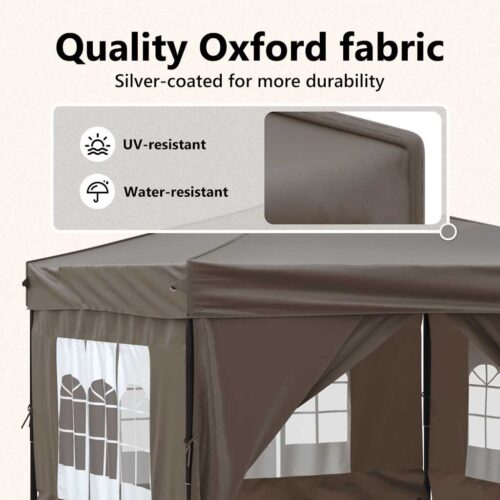 Folding Outdoor Gazebo Event Party Wedding Garden Camping Tent with Sidewalls Taupe 3x3 m - Image 11