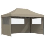Foldable Outdoor Gazebo Event Party Wedding Garden Camping Tent Pop-Up with 3 Sidewalls Taupe
