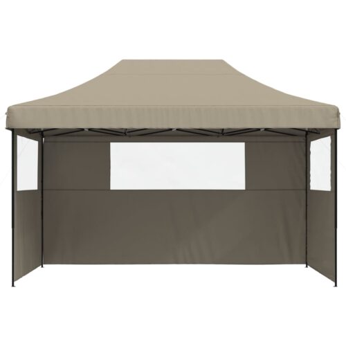 Foldable Outdoor Gazebo Event Party Wedding Garden Camping Tent Pop-Up with 3 Sidewalls Taupe - Image 3