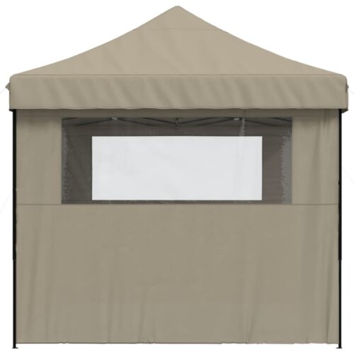 Foldable Outdoor Gazebo Event Party Wedding Garden Camping Tent Pop-Up with 3 Sidewalls Taupe - Image 4
