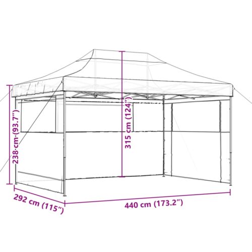 Foldable Outdoor Gazebo Event Party Wedding Garden Camping Tent Pop-Up with 3 Sidewalls Taupe - Image 9